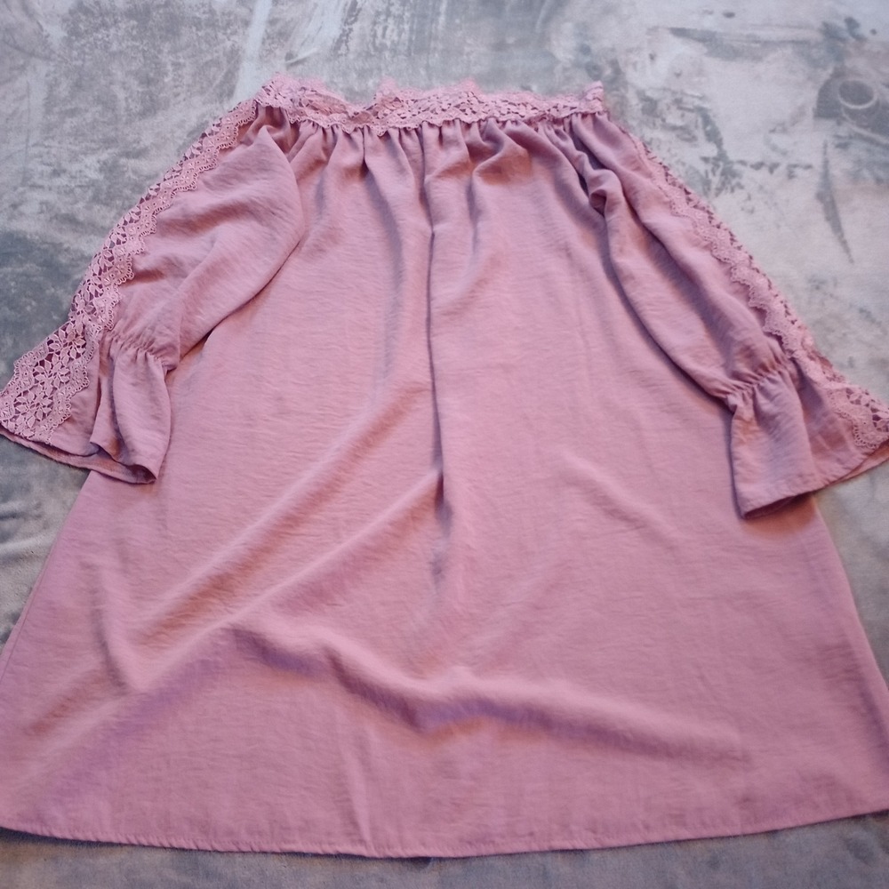 Anthropologie Hummingbird Off the Shoulder Tunic Top Blosue Dress Pink Sz Medium